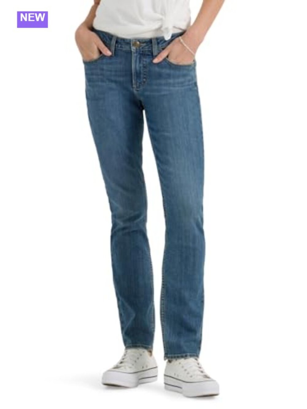 Women's Mid Rise Straight Leg Jeans Regular Fit Casual Denim Pants